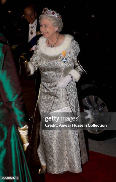 Queen Elizabeth ll attends a State Banquet at Brdo Castle on the first day of a State Visit to Slovenia on October 21, 2008 in Ljubljana, Slovenia.