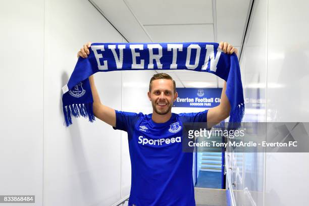 Gylfi Sigurdsson of Everton before the UEFA Europa League Qualifying Play-Off match between Everton and Hajduk Split at Goodison Park on August 17,...