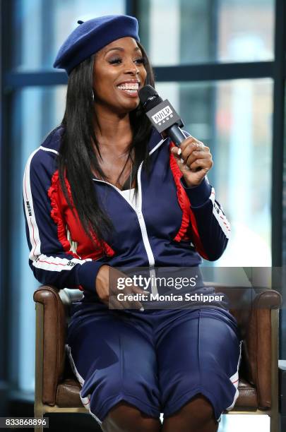 Actress and director Tasha Smith discusses her directorial debut with TV One's "When Love Kills" at Build Studio on August 17, 2017 in New York City.