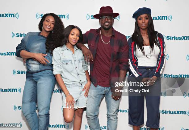Actors Tami Roman, Niatia 'Lil Mama' Kirkland, Lance Gross and Tasha Smith visit the SiriusXM Studios on August 17, 2017 in New York City.