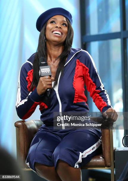 Actress and director Tasha Smith discusses her directorial debut with TV One's "When Love Kills" at Build Studio on August 17, 2017 in New York City.