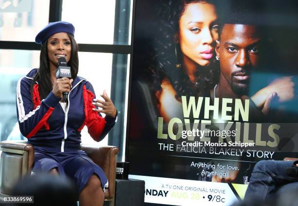 Actress and director Tasha Smith discusses her directorial debut with TV One's "When Love Kills" at Build Studio on August 17, 2017 in New York City.