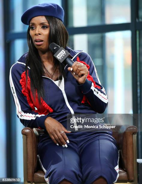 Actress and director Tasha Smith discusses her directorial debut with TV One's "When Love Kills" at Build Studio on August 17, 2017 in New York City.
