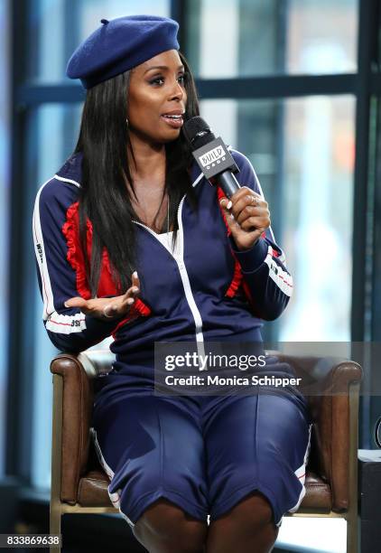 Actress and director Tasha Smith discusses her directorial debut with TV One's "When Love Kills" at Build Studio on August 17, 2017 in New York City.