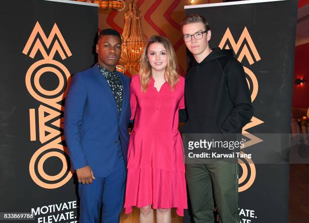 John Boyega, Hannah Murray and Will Poulter attend a screening of 'Detroit' in association with MOBO at Ham Yard Hotel on August 17, 2017 in London,...