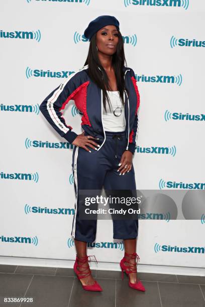 Actress Tasha Smith visits the SiriusXM Studios on August 17, 2017 in New York City.