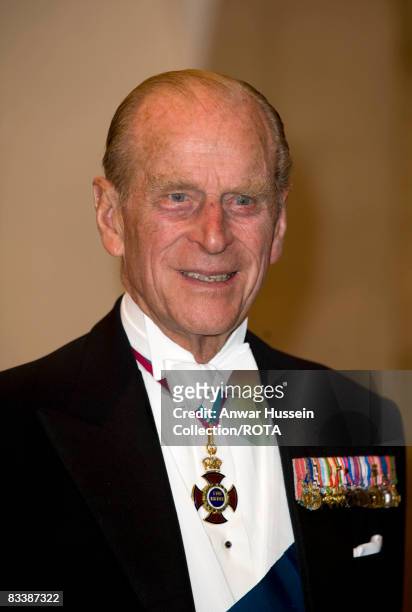 Prince Philip, Duke of Edinburgh attends a State Banquet at Brdo Castle on the first day of a State Visit to Slovenia on October 21, 2008 in...