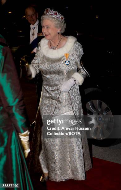 Queen Elizabeth ll attends a State Banquet at Brdo Castle on the first day of a State Visit to Slovenia on October 21, 2008 in Ljubljana, Slovenia.