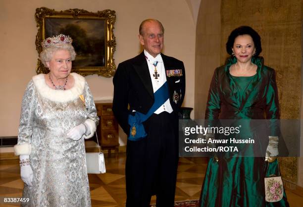 Queen Elizabeth ll, Prince Philip, Duke of Edinburgh and Barbara Miklic Turk attend a State Banquet at Brdo Castle on the first day of a State Visit...