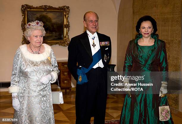 Queen Elizabeth ll, Prince Philip, Duke of Edinburgh and Barbara Miklic Turk attend a State Banquet at Brdo Castle on the first day of a State Visit...