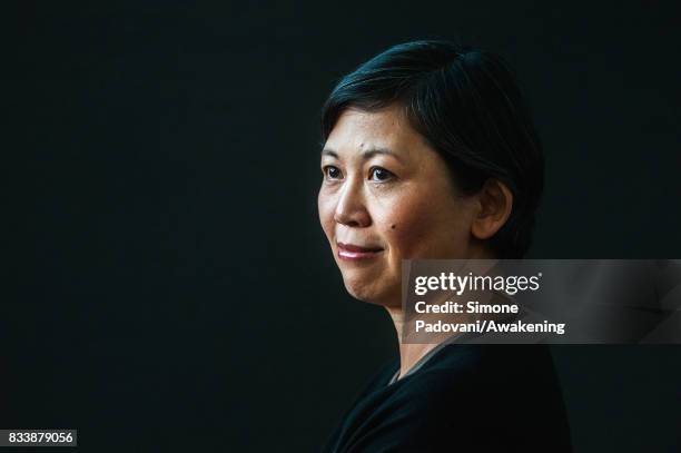 Yiyun Li attends a photocall during the Edinburgh International Book Festival on August 17, 2017 in Edinburgh, Scotland.