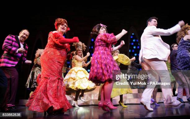 The cast of the musical 'Hairspray', including Mel Smith , Michael Ball , Leanne Jones and Ben James-Ellis during a photocall at the Shaftesbury...