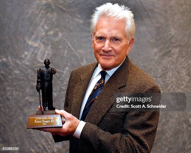 Bob Naegele Jr. Poses with his Lester Patrick Award October 22, 2008 at the St. Paul Hotel in St. Paul, Minnesota.