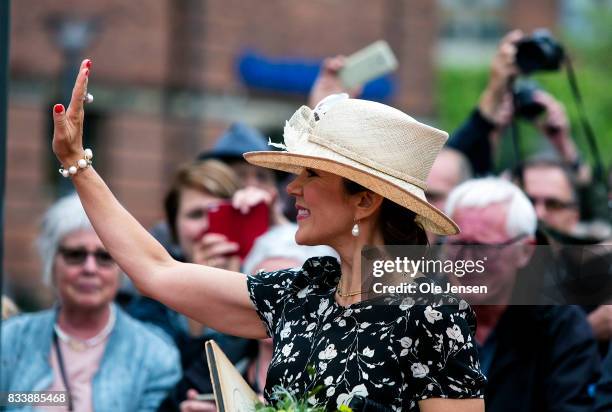 Crown Princess Mary arrives to Odense Flower Festival which she is to open officially and where she is to be presented to a new developed rose on...