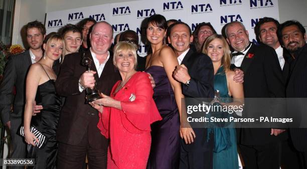 The cast of Eastenders with their award for Most Popular Serial Drama back stage during the National Television Awards 2007, Royal Albert Hall,...