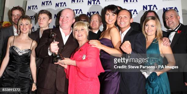 The cast of Eastenders with their award for Most Popular Serial Drama, backstage during the National Television Awards 2007, Royal Albert Hall,...