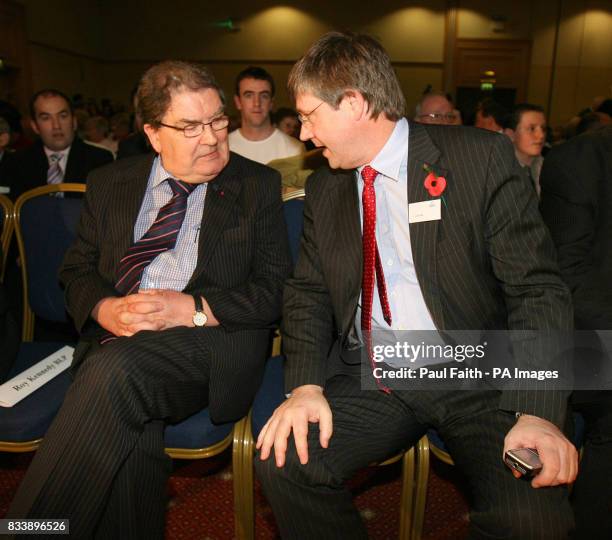 Previously unreleased photo of John Hume former SDLP leader with Bail McCrea of the Ulster Unionist Party, at the SDLP annual conference in Armagh,.