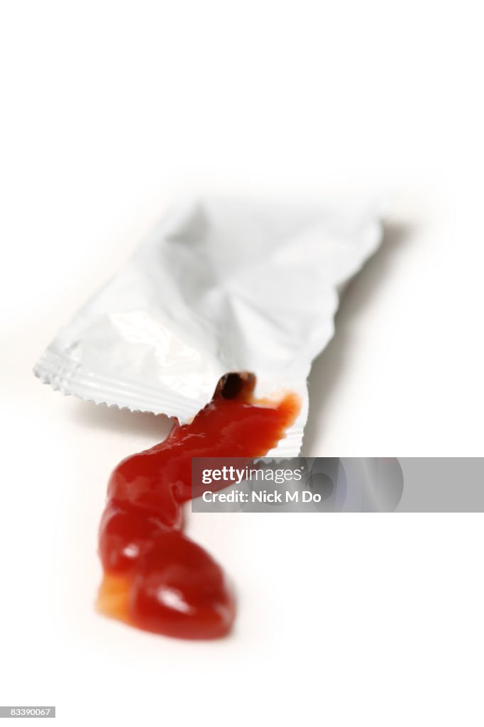 Ketchup on white background