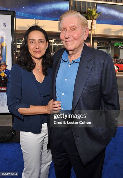 Paula Fortunato and actor Sumner Redstone arrives at the Los Angeles Premiere of "The Love Guru" at Grauman's Chinese Theatre on June 11, 2008 in...