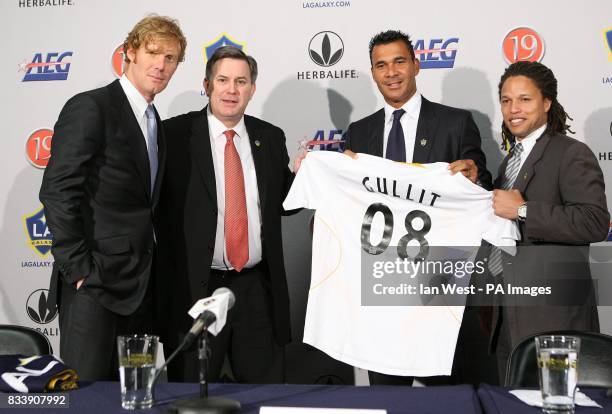 Alexi Lalas Timothy J. Leiweke Ruud Gullit and Cobi Jones , at the Home Depot Center in Los Angeles.