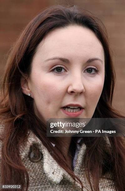 Police spokesperson Tabitha Wilson reads out a statement on behalf of Nicola Downing outside a house in Margate, Kent, who has lived with her family...