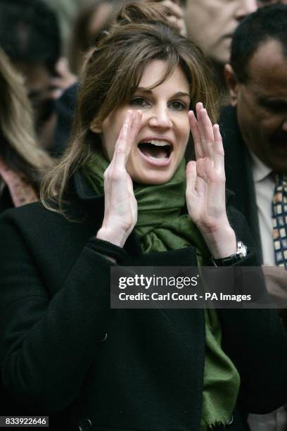 Jemima Khan, former wife of jailed Pakistani politician Imran Khan, outside the Pakistan High Commission in London, where she joined protesters...