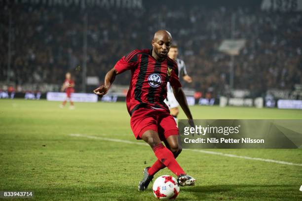 Fouad Bachirou of Oestersunds FK during the UEFA Europa League Qualifying Play-Offs round first leg match between PAOK Saloniki and Oestersunds FK at...