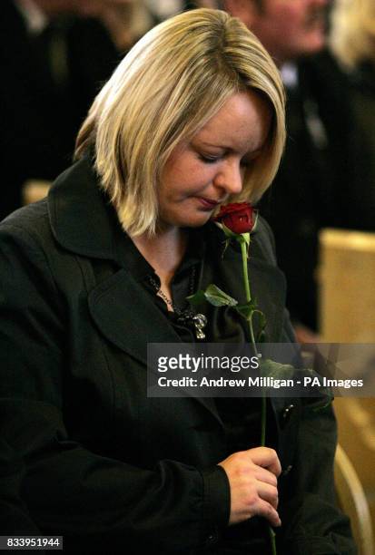 Sharon Brown, Vicky Hamilton's sister during Vicky's funeral service at Redding Parish Church.