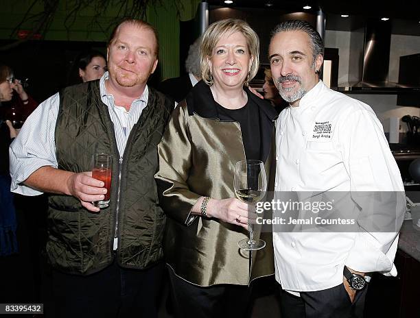 Chef Mario Batali, Bon Appetit Editor-in-chief Barbara Fairchild and Chef Sergi Arola at the Mario Batali Dinner at Bon Appetit Supper Club and Cafe...