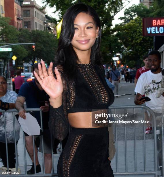 Chanel Iman is seen on August 15, 2017 in New York City.