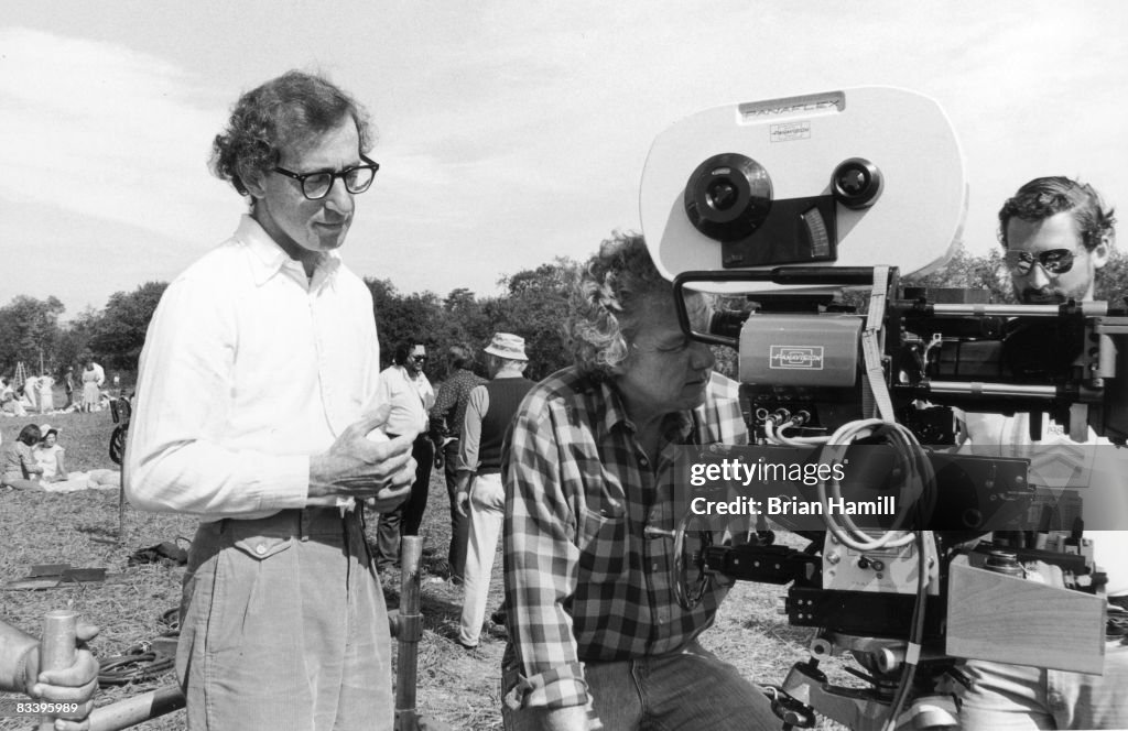 Allen R. Willis American film director Woody Allen stands behind cinematographer ...