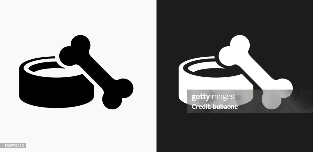 Dog Vector Bowl en bot pictogram op zwart-wit achtergronden