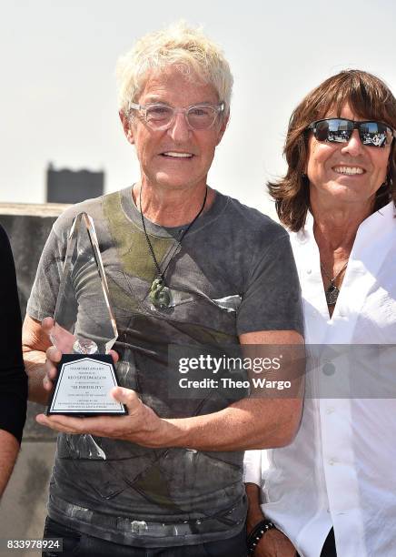 Kevin Cronin attends REO Speedwagon Receives RIAA Diamond Award For "Hi Infidelity" at Sony Music on August 17, 2017 in New York City.