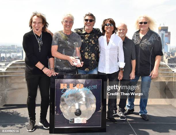 Dave Amato, Kevin Cronin, Mark Goodman, Bryan Hitt, Neal Doughty and Bruce Hall attend REO Speedwagon Receives RIAA Diamond Award For "Hi Infidelity"...