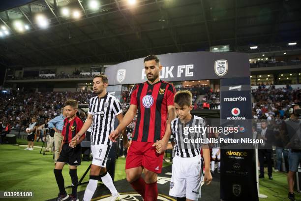 Sotirios Papagiannopoulus of Oestersunds FK during the UEFA Europa League Qualifying Play-Offs round first leg match between PAOK Saloniki and...