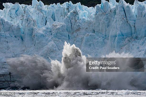 calving icebergs, glacier bay, alaska - glacier stock pictures, royalty-free photos & images