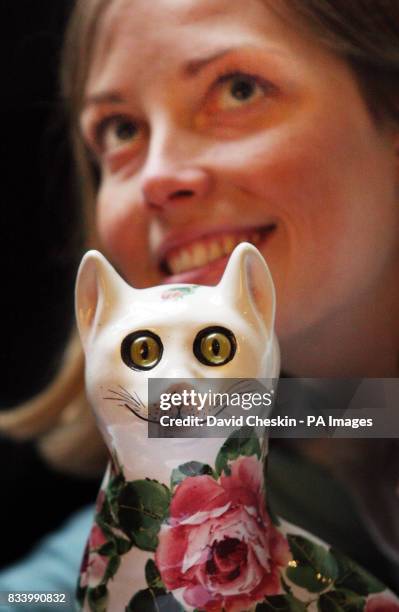 Lyon and Turnbull auctioneers staff member Moira Goww with a Wemyss cat valued at 2,000 which is to be included in an auction devoted to the range of...