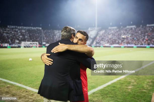 Daniel Kindberg, chairman of Oestersunds FK and Saman Ghoddos of Oestersunds FK during the UEFA Europa League Qualifying Play-Offs round first leg...