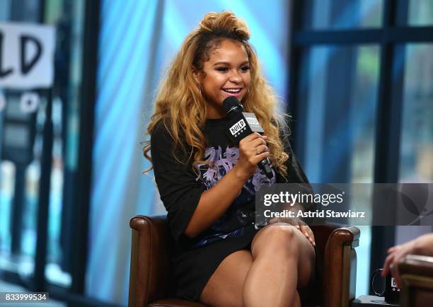 Singer Rachel Crow discusses her upcoming projects at Build Studio on August 17, 2017 in New York City.