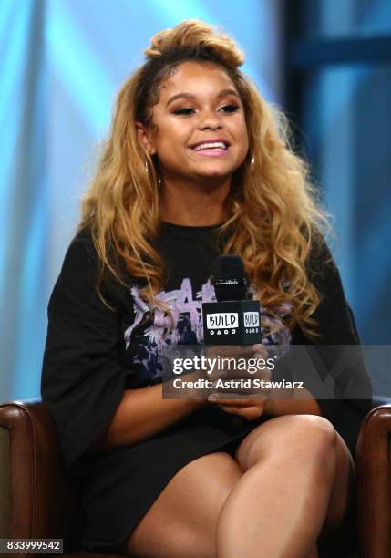 Singer Rachel Crow discusses her upcoming projects at Build Studio on August 17, 2017 in New York City.