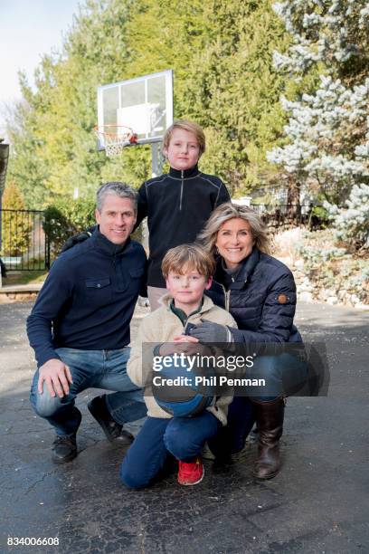 Journalist Ashleigh Banfield is photographed with fiancé Chris Haynor and sons Ridley and Jay for Closer Weekly Magazine on March 4, 2017 at home in...