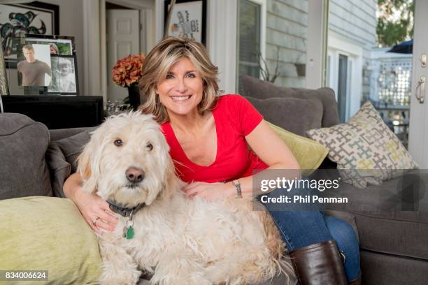 Journalist Ashleigh Banfield is photographed with her dog for Closer Weekly Magazine on March 4, 2017 at home in Connecticut.