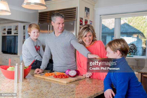 Journalist Ashleigh Banfield is photographed with fiancé Chris Haynor and sons Ridley and Jay for Closer Weekly Magazine on March 4, 2017 at home in...