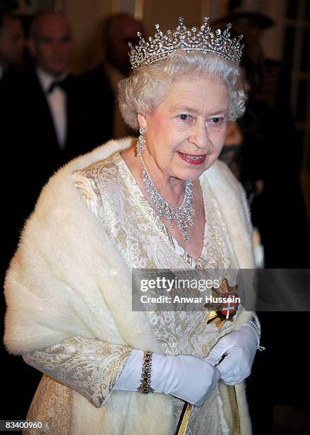 Queen Elizabeth ll arrives for a State Banquet on the first day of a State Visit to Slovakia on October 23, 2008 in Bratislava, Slovak Republic.