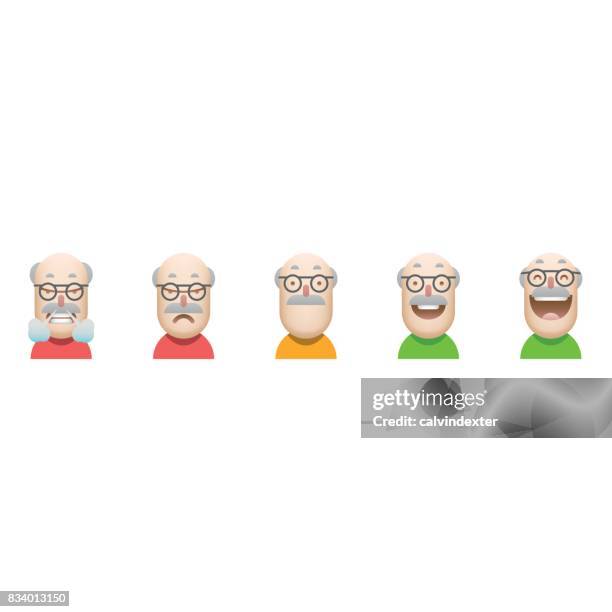 customer satisfaction avatars icon set - happy elderly client stock illustrations