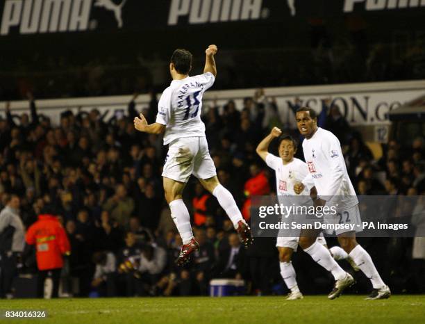 Tottenham Hotspur's Steed Malbranque celebrates scoring to make the score 4-4
