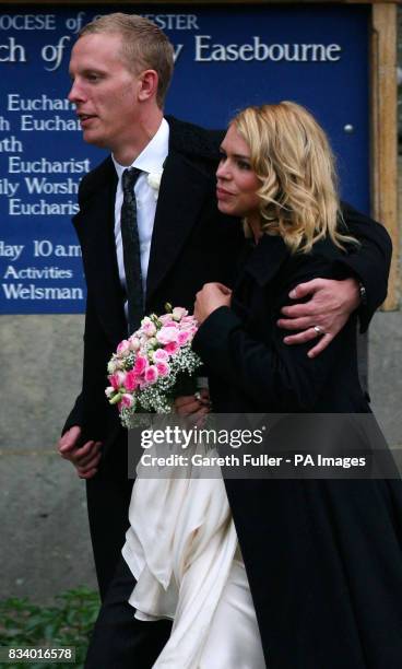 Billie Piper and her husband Laurence Fox leave the Parish Church of St Mary, Easebourne, West Sussex after being married this afternoon.