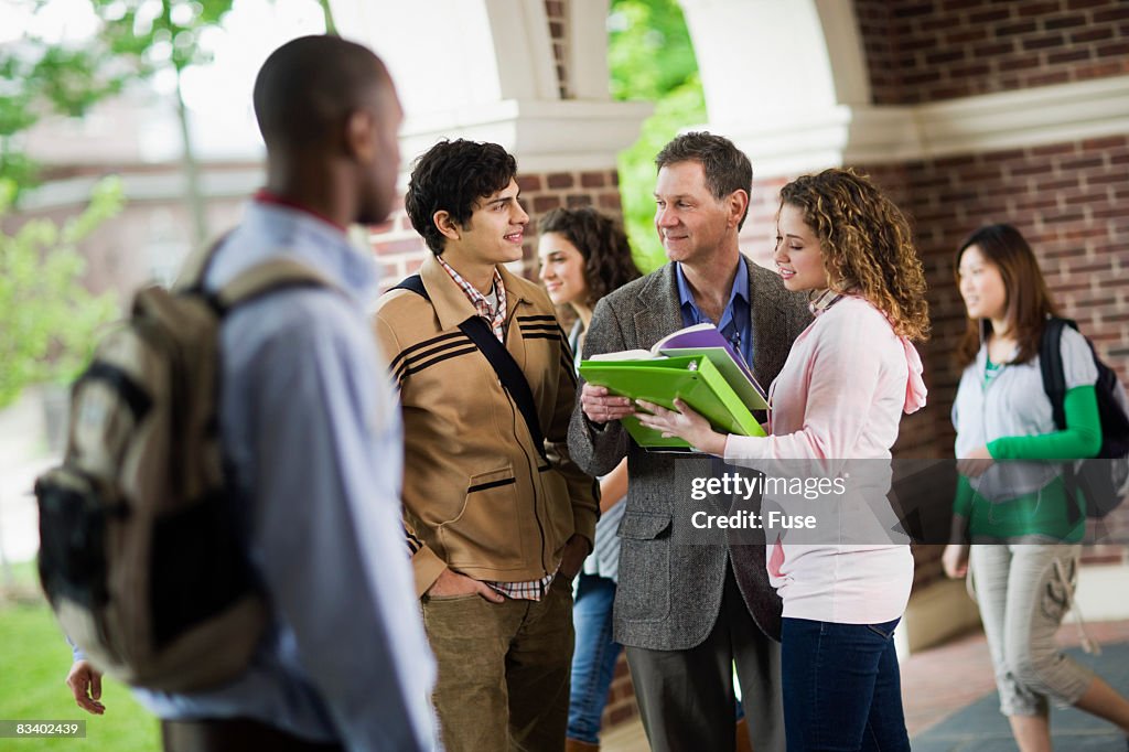 Professor Talking to Students