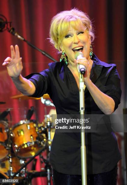 Singer Bette Midler performs at Steven Spielberg's annual Ambassadors for Humanity Gala honoring Kirk Douglas, hosted by Billy Crystal with a special...