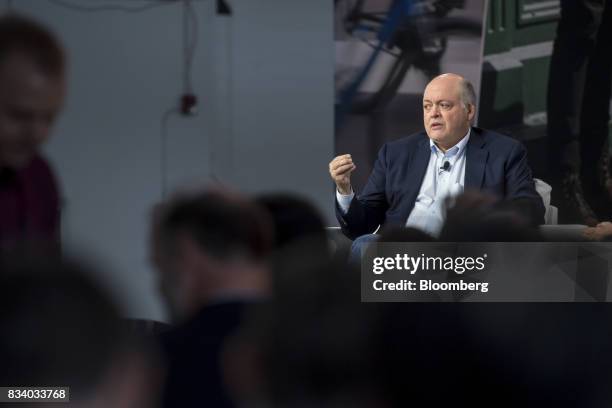 Jim Hackett, president and chief executive officer of Ford Motor Co., speaks during the Ford Motor Co. City Of Tomorrow Symposium in San Francisco,...